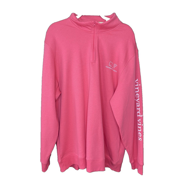 Vineyard Vines Pullover Sweater Mens 2XL XXL Pink Preppy Casual 1/4 Zip - Picture 2 of 9